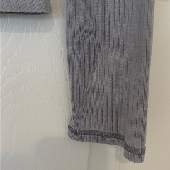 Free people Angie ribbed square neck shirt raw edges long sleeves grey sz medium - Picture 9 of 13